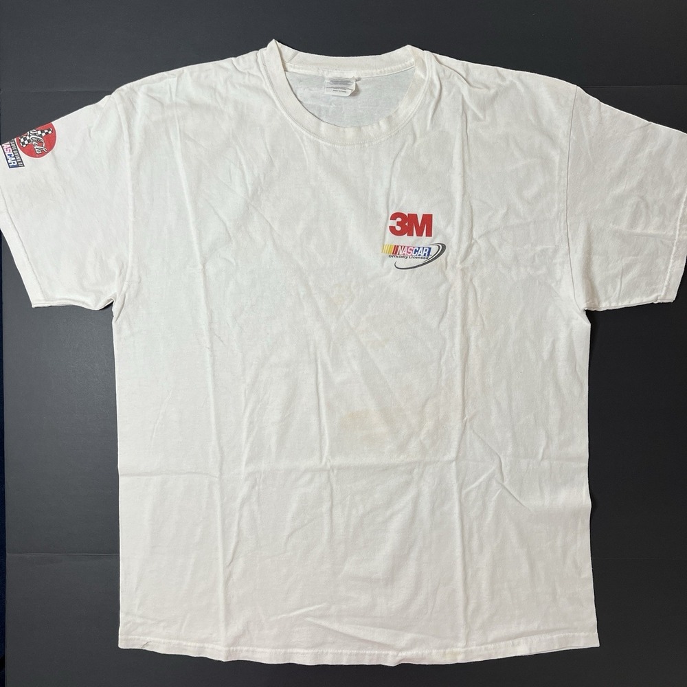 Vintage 2003 Nascar  Coca Cola Racing Tshirt Driving White Mens XL Double Sided